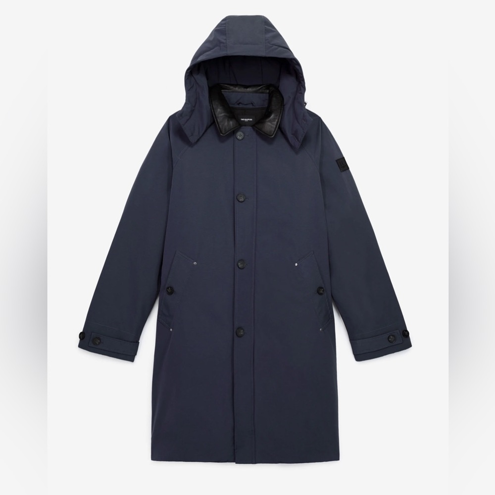 The Kooples Parka nylon navy blue with leather hood